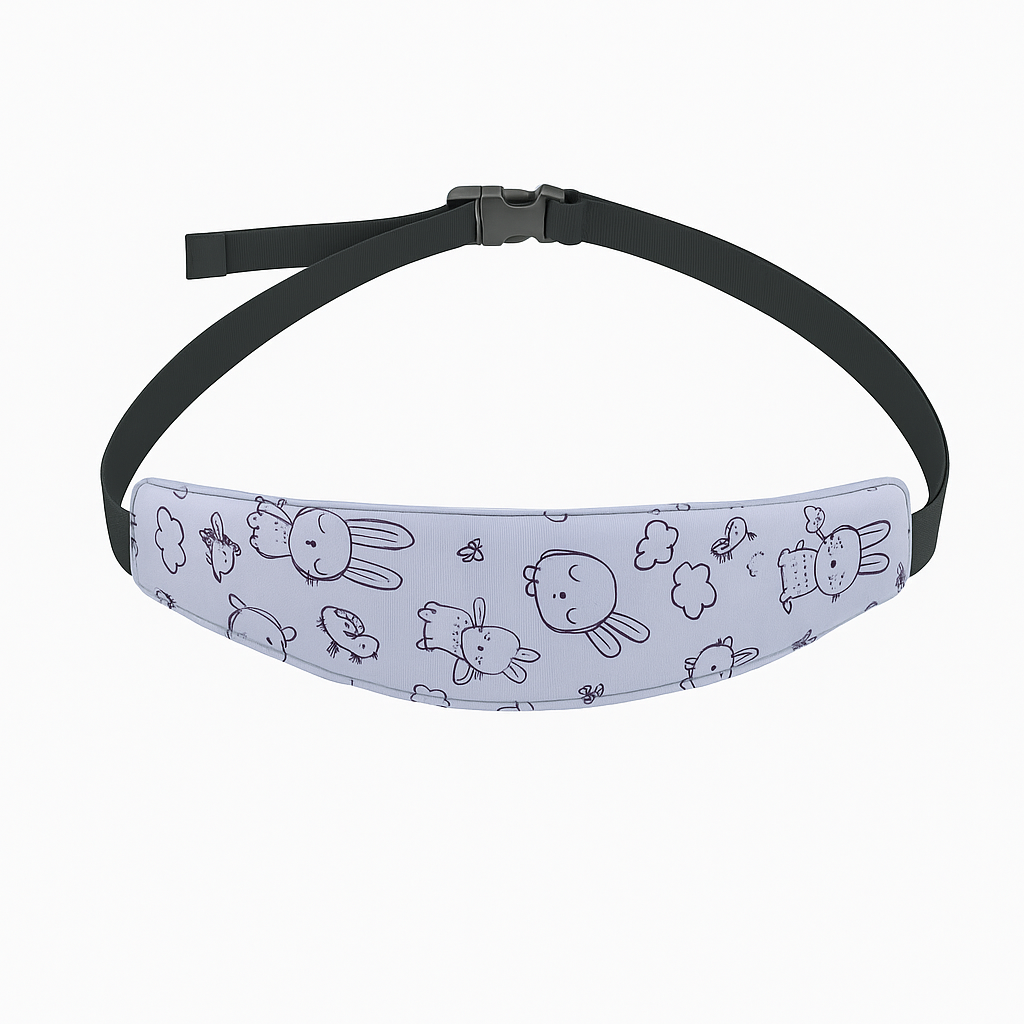 Sleep mask with cartoon character pattern on a white background