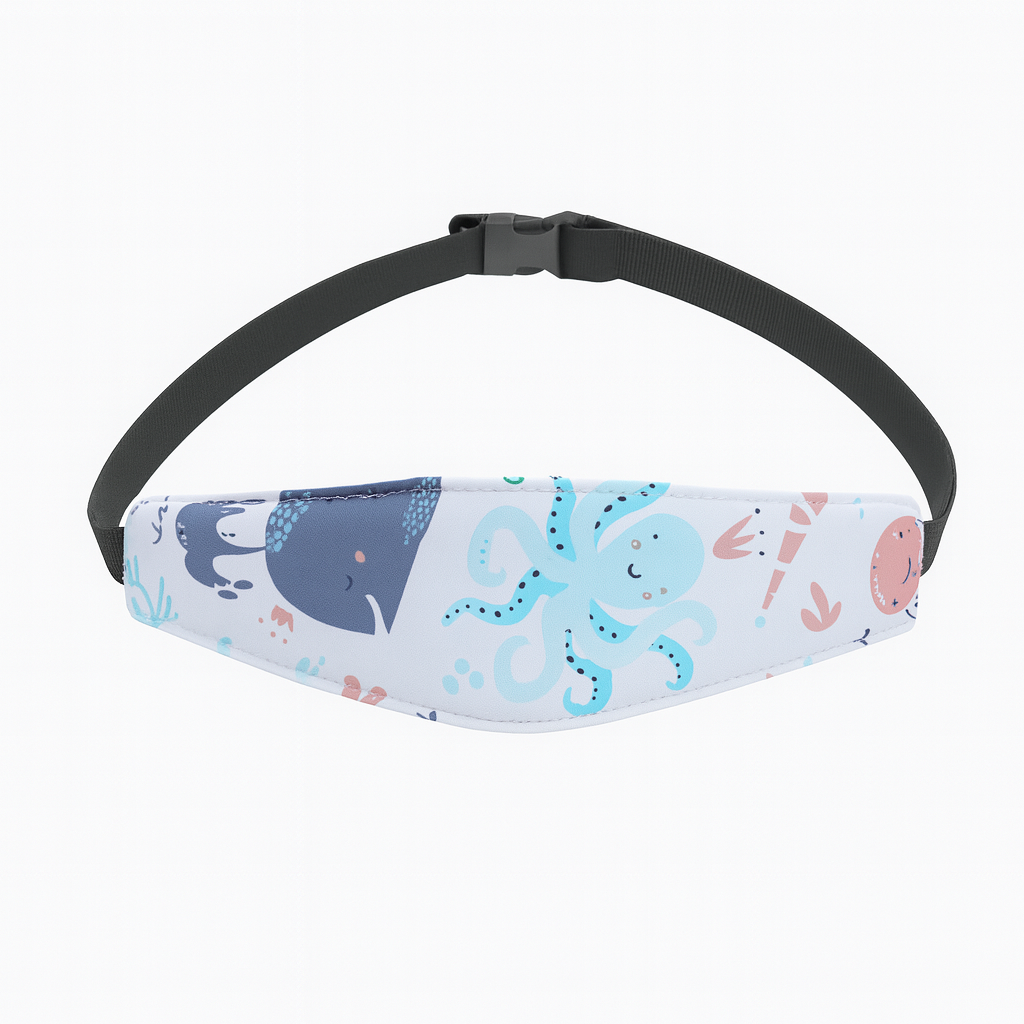 Sleep mask with marine animal pattern on a white background