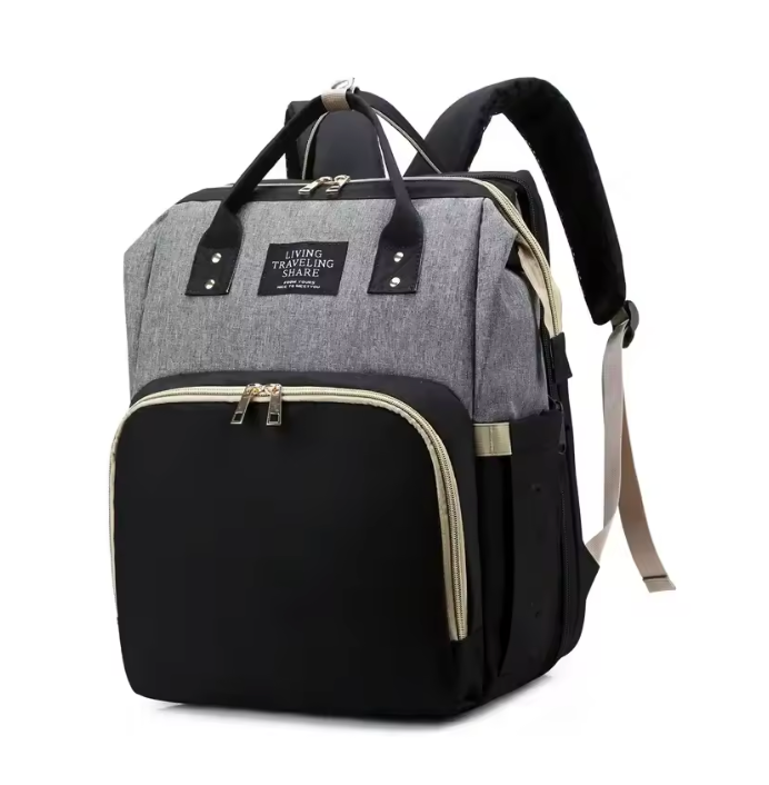 Baby Diaper Backpack with Foldable Crib