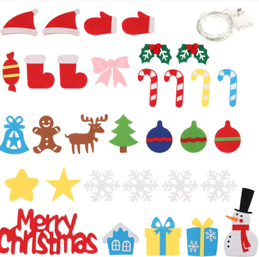 FeltEvermore Montessori Tree – Interactive Felt Christmas Tree with Lights