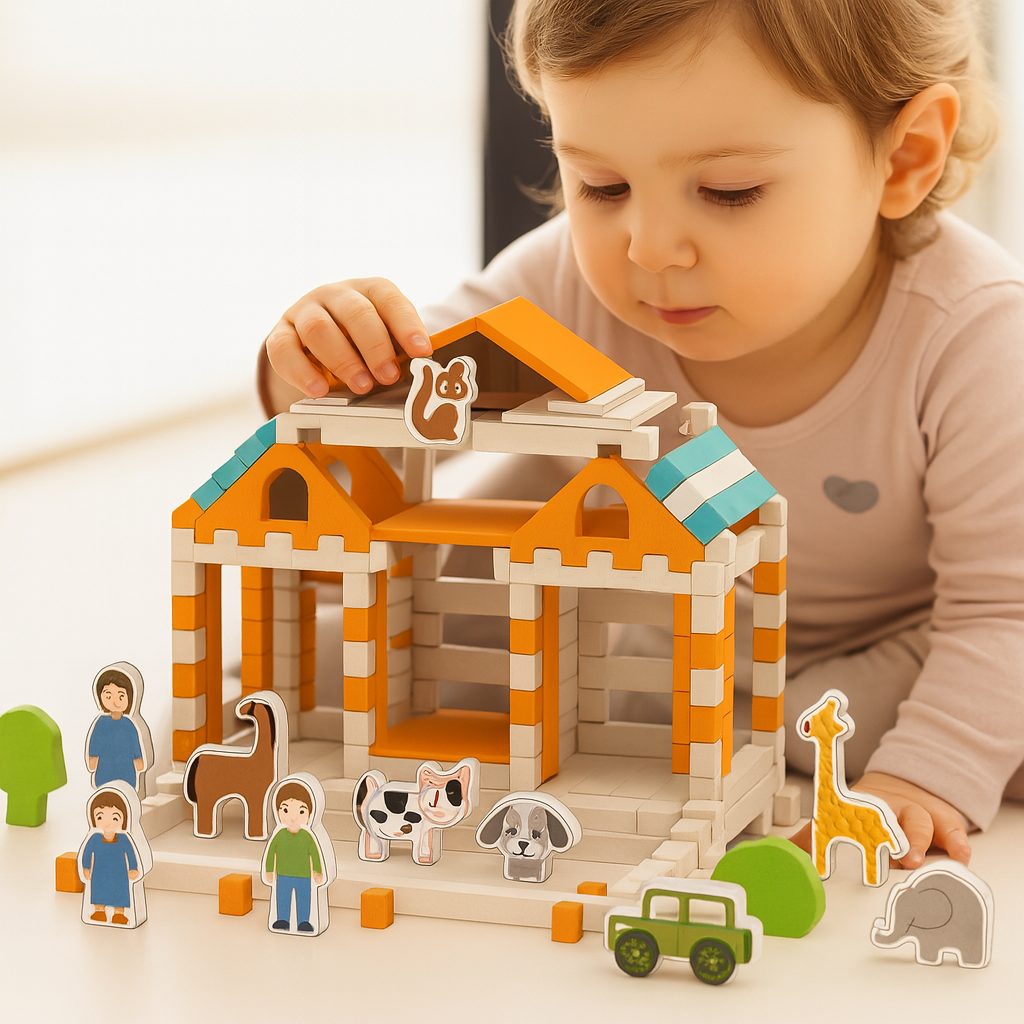 Natural Stack & Build Wooden Blocks – Montessori Construction Set ...