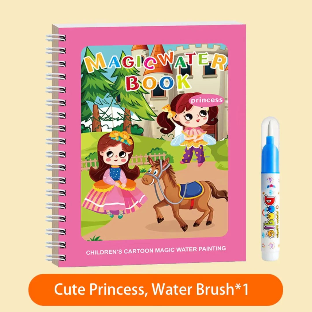 WonderWater Self-Erase Paint Book + Water Brush Kit