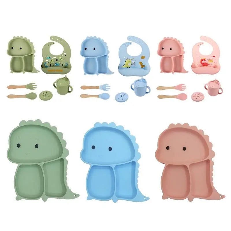 DinoFeast Silicone Dinnerware Set for Kids