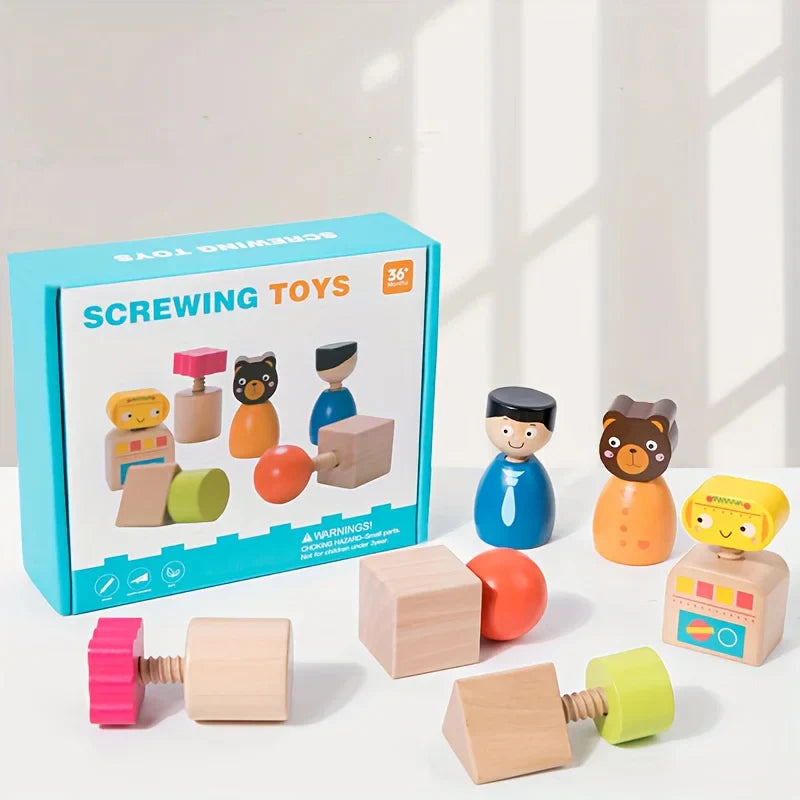 TwistPlay Montessori Wooden Screw Figures