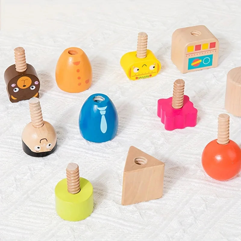 TwistPlay Montessori Wooden Screw Figures