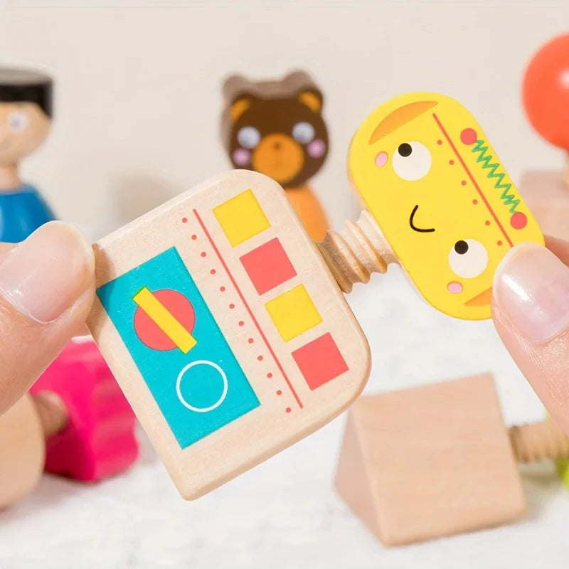 TwistPlay Montessori Wooden Screw Figures