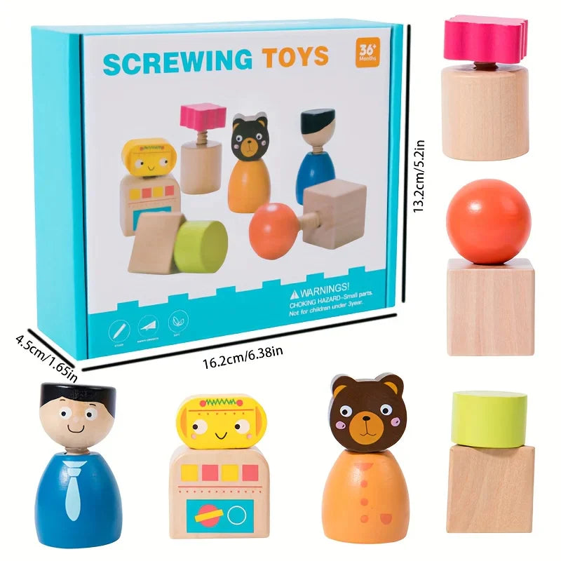 TwistPlay Montessori Wooden Screw Figures