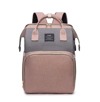 Baby Diaper Backpack with Foldable Crib