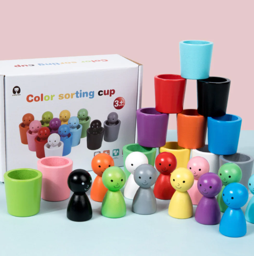 SortaRainbow Wooden Sorting Cups