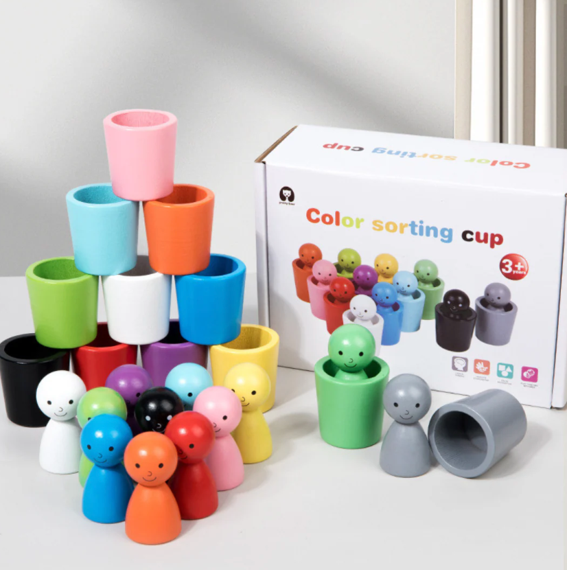 SortaRainbow Wooden Sorting Cups