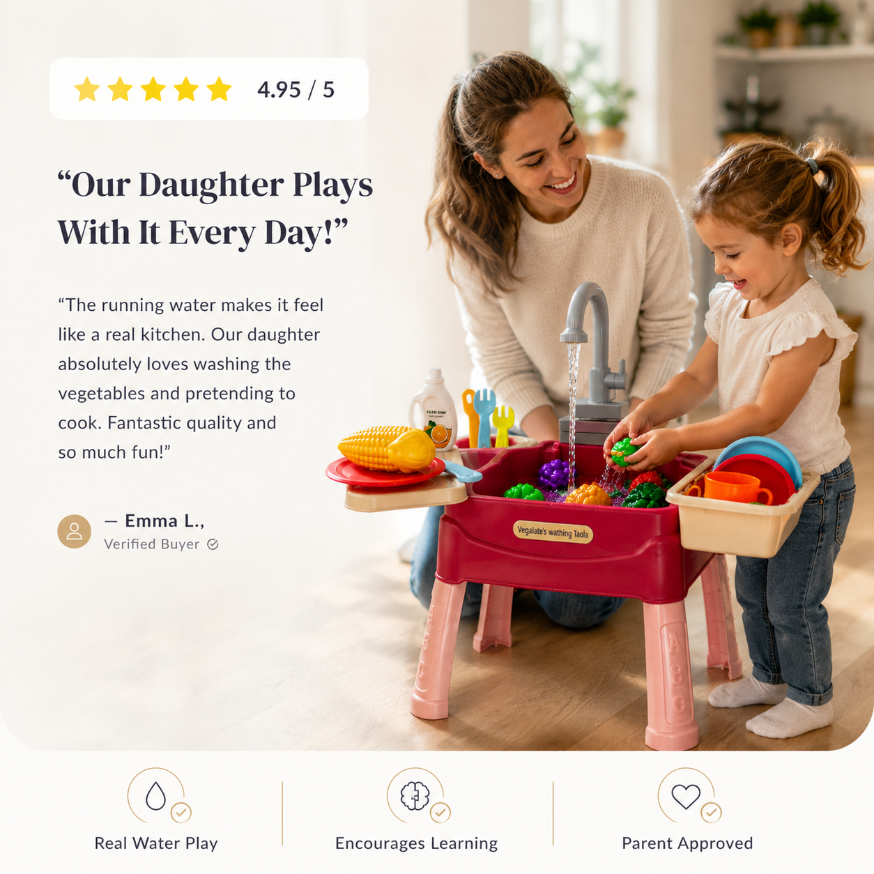 WaterWonder Kids’ Play Kitchen – Magical Tap & Realistic Role-Play Set
