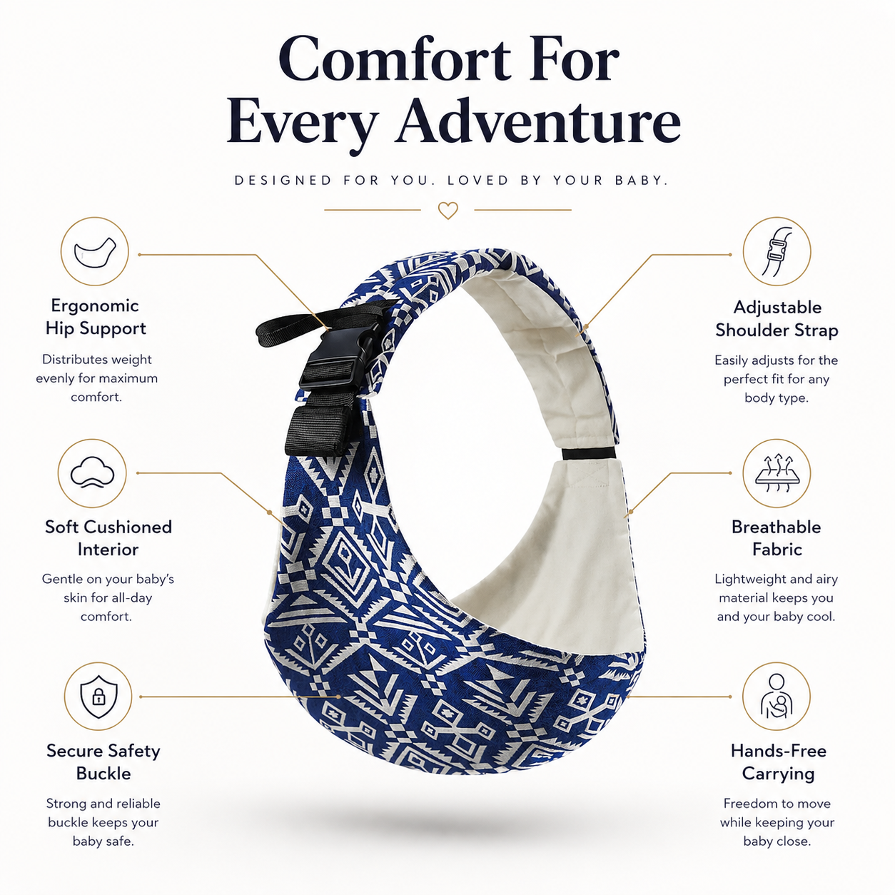 Adjustable Baby Hip Carrier – Ergonomic, Breathable & Hands-Free