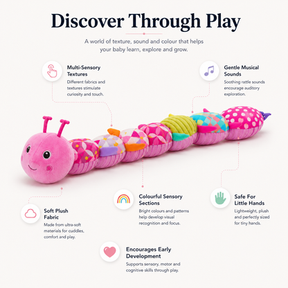 MelodyCater Sensory Musical Plush – Rattle & Soft Toy Caterpillar for Babies