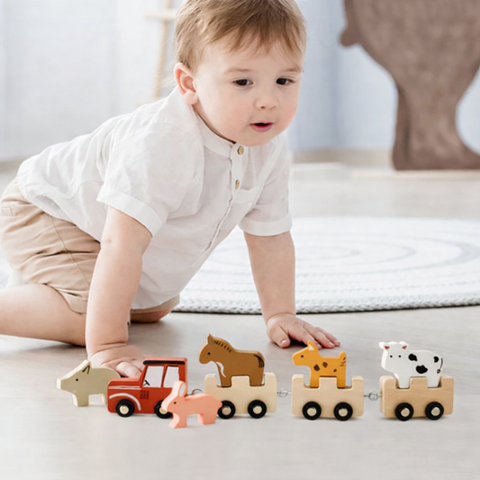 FarmTrail Wooden Animal Train Set