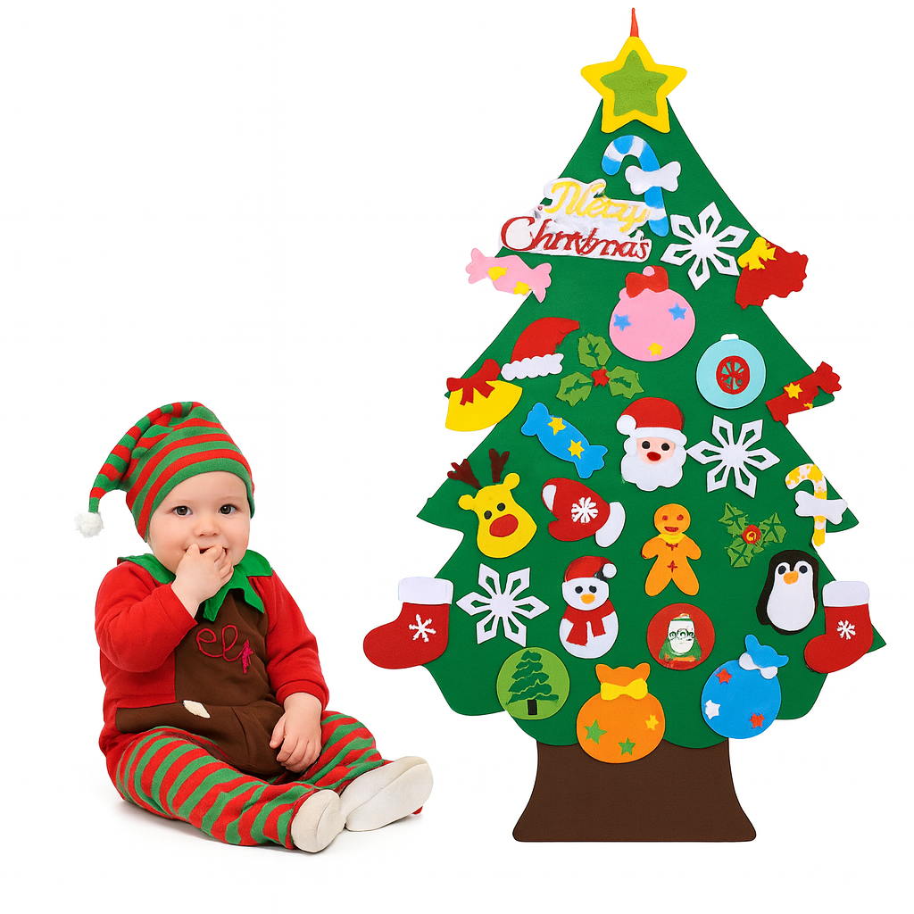 FeltEvermore Montessori Tree – Interactive Felt Christmas Tree with Lights