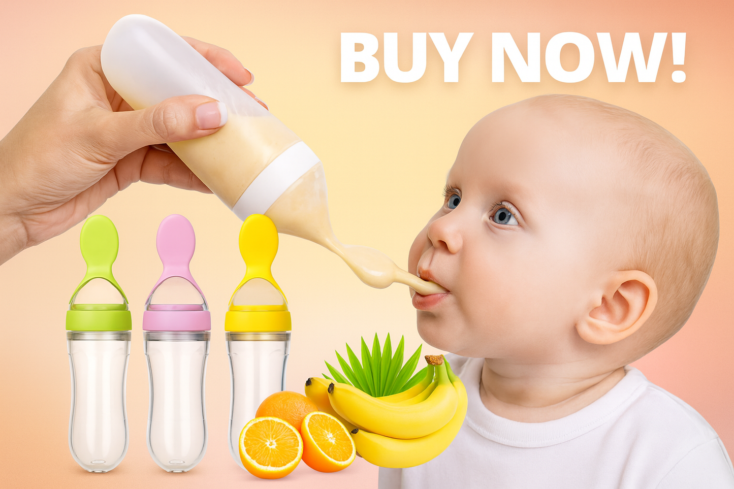 Squeeze Baby Feeding Spoon Bottle – Mess-Free Puree Feeder