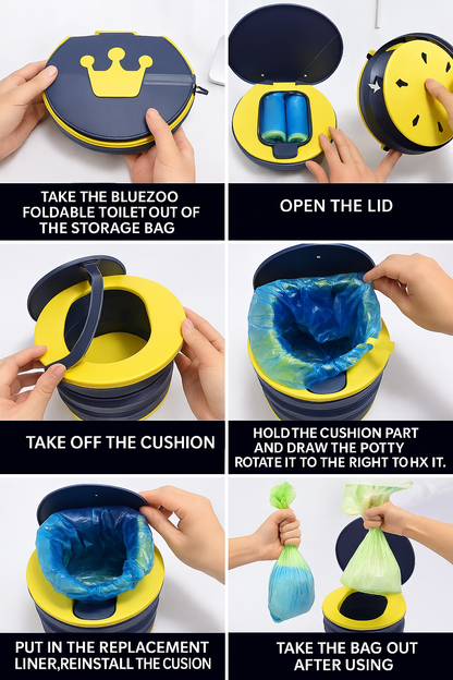 2-in-1 Foldable Travel Toilet – Hygienic & Leak-Proof