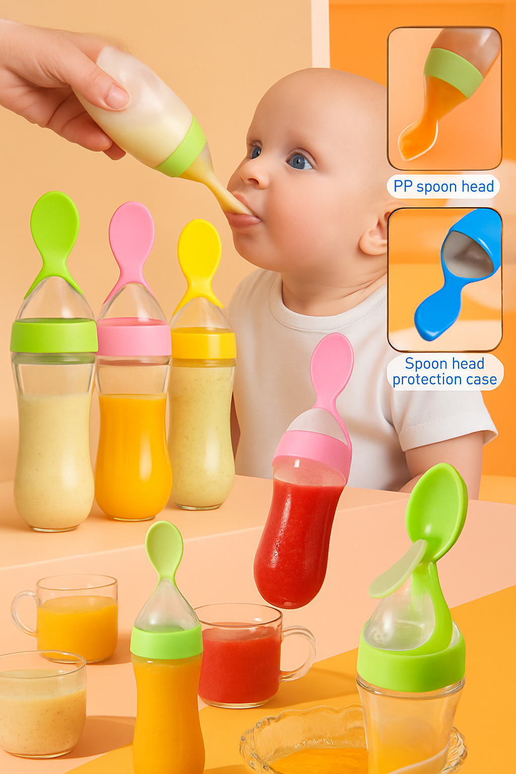 Squeeze Baby Feeding Spoon Bottle – Mess-Free Puree Feeder