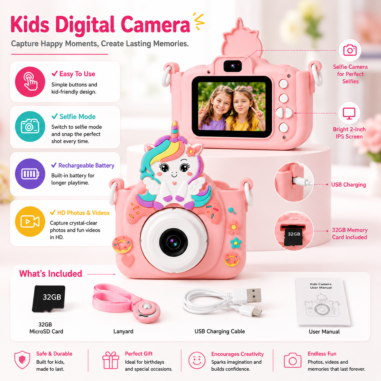 Kids Digital Camera with 2-Inch IPS Screen