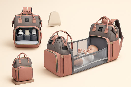 Baby Diaper Backpack with Foldable Crib