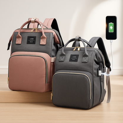 Baby Diaper Backpack with Foldable Crib