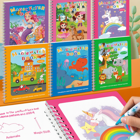 WonderWater Self-Erase Paint Book + Water Brush Kit