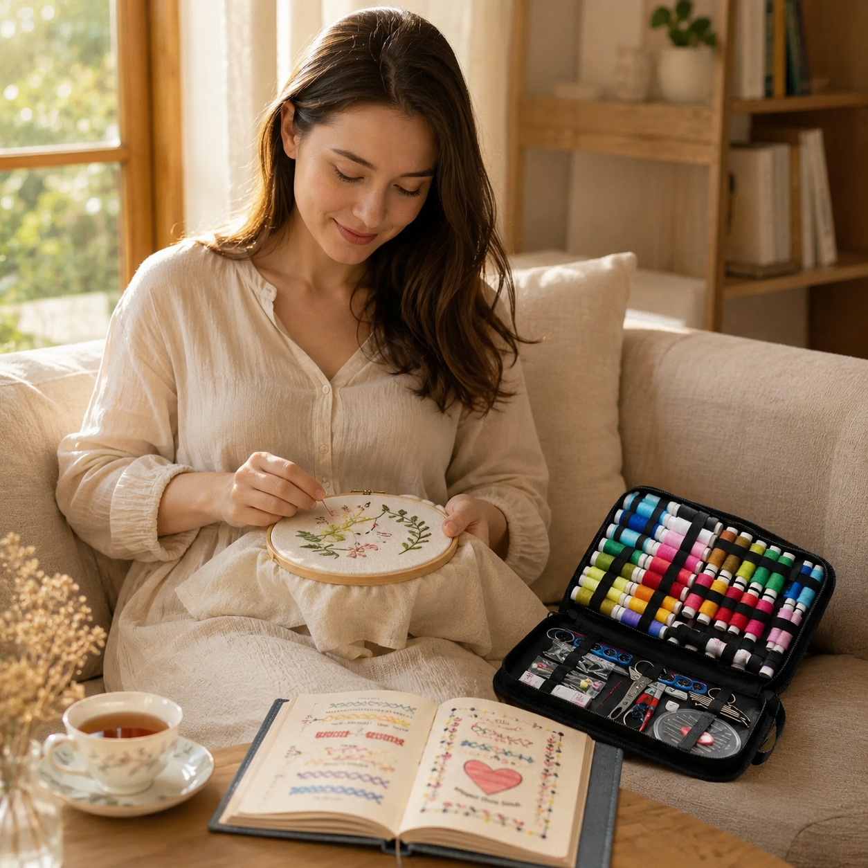 StitchCraft Embroidery Book Kit for Moms and Kids