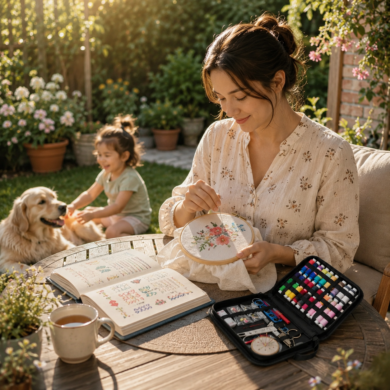 StitchCraft Embroidery Book Kit for Moms and Kids