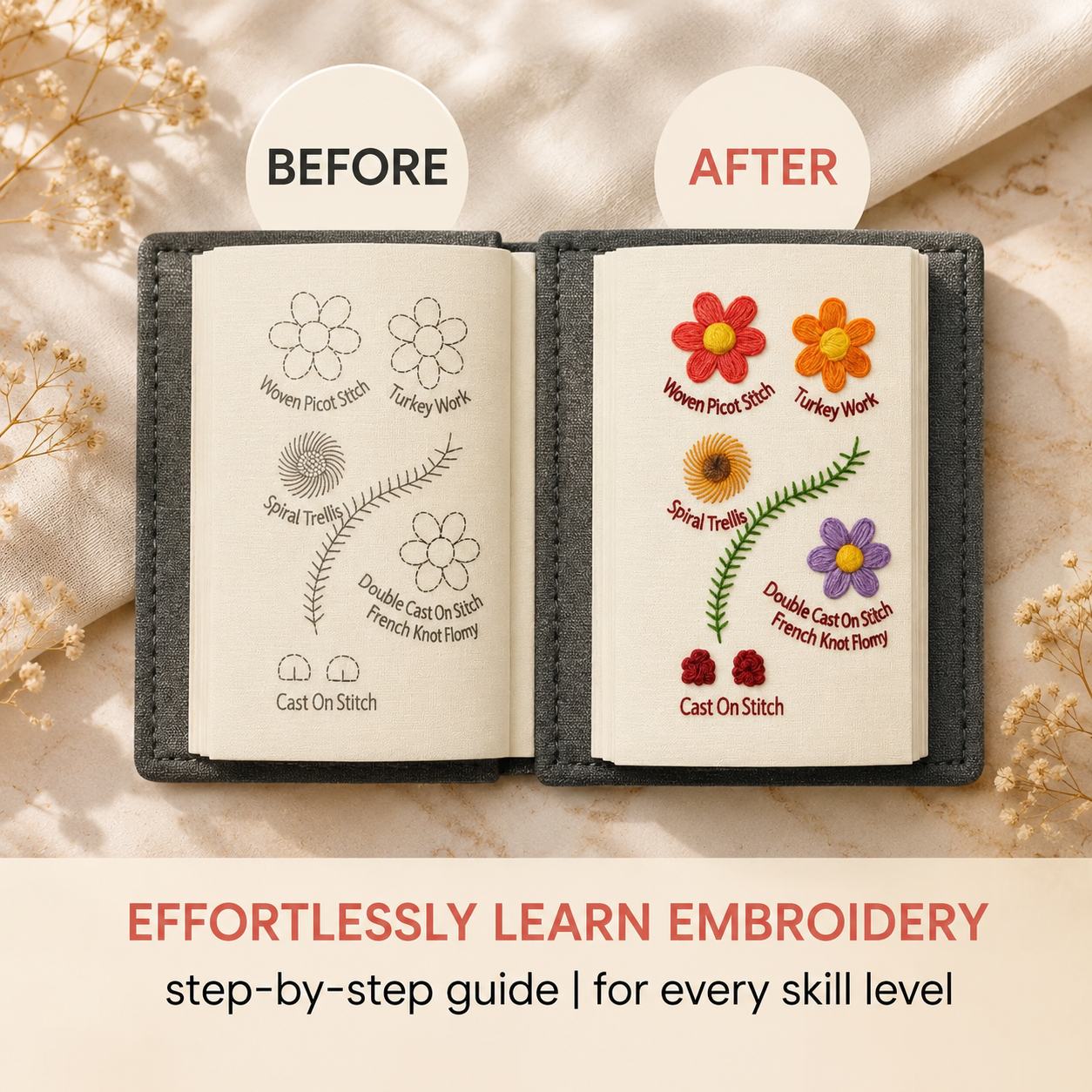 StitchCraft Embroidery Book Kit for Moms and Kids