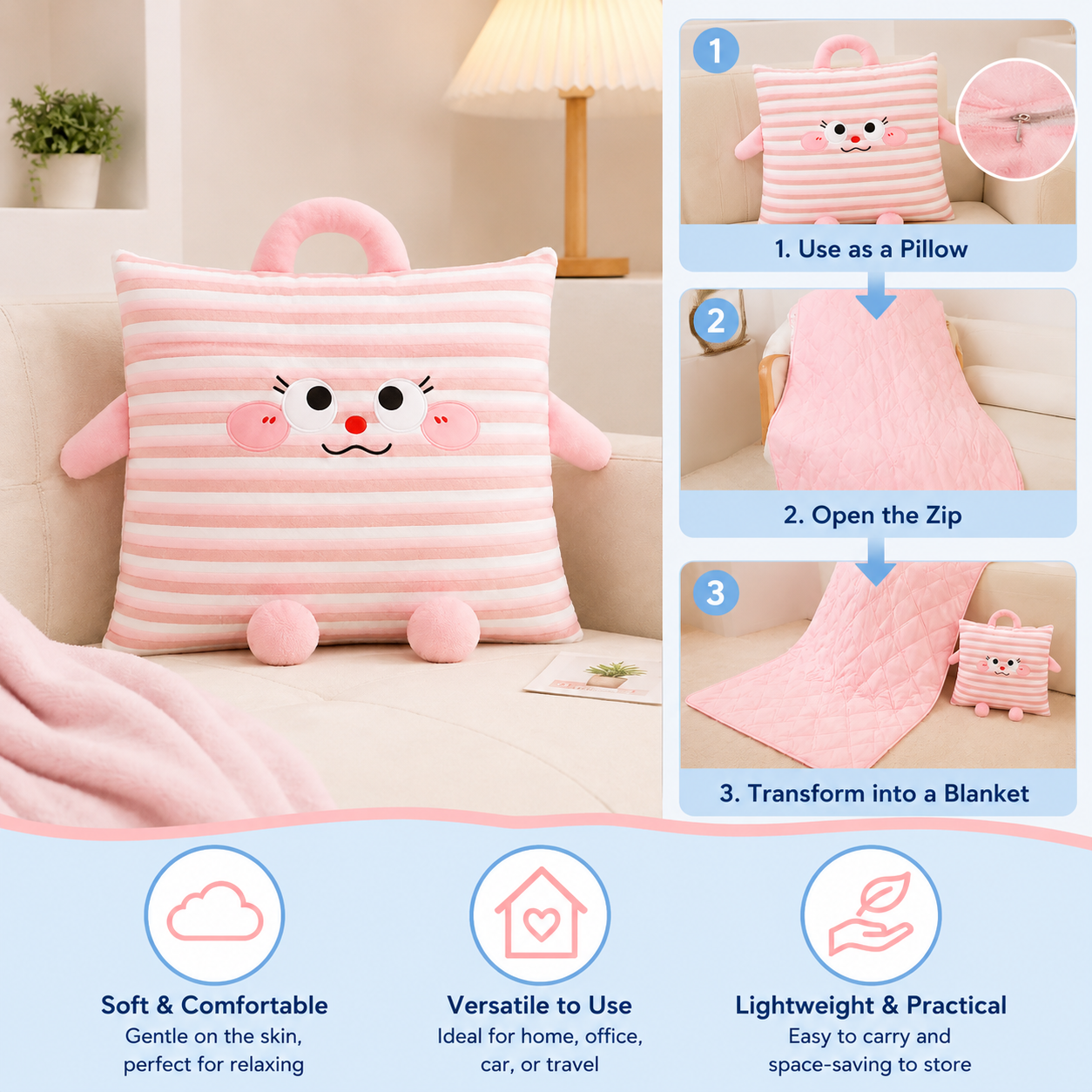 SnuggleNest 2-in-1 Blanket Pillow