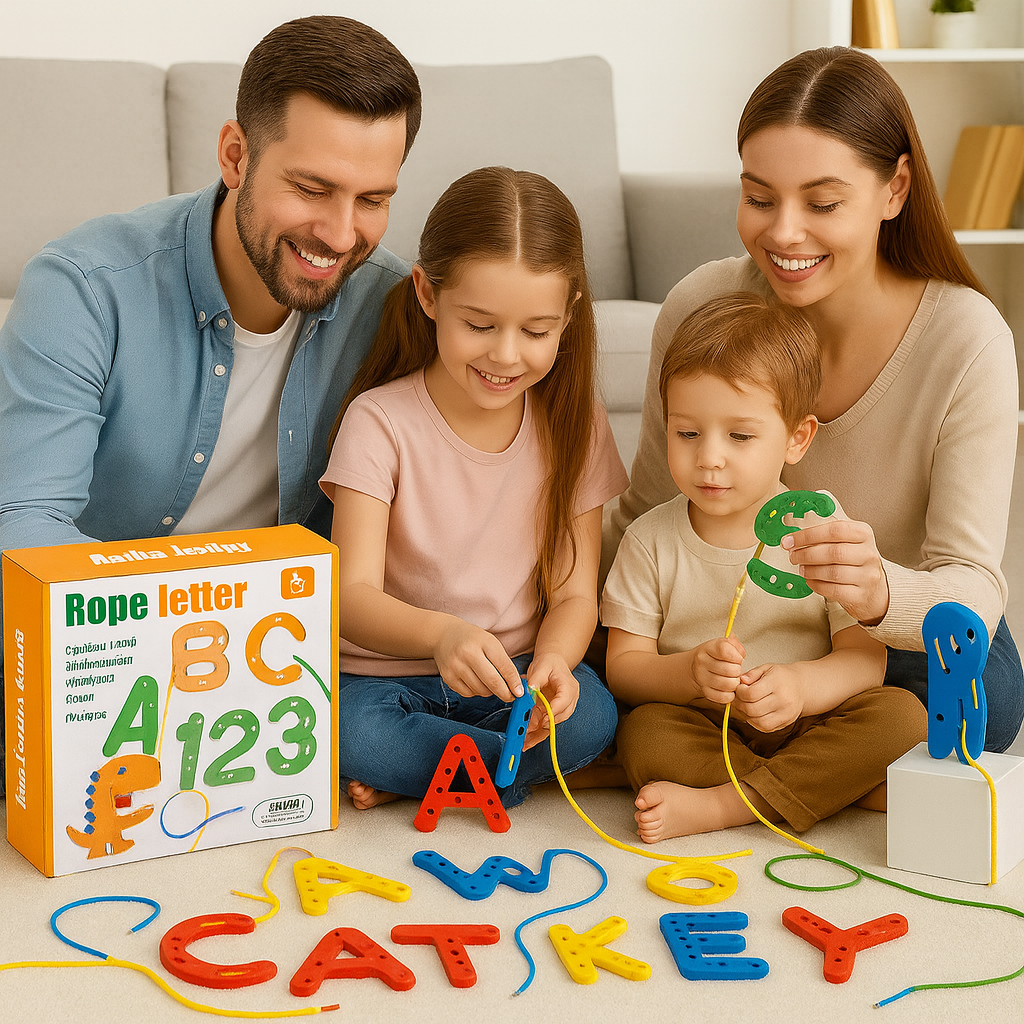 Alphabet & Number Wooden Threading Toy