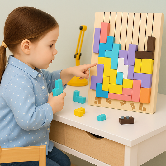GeoStack Montessori Wooden Blocks & Shape Building Set