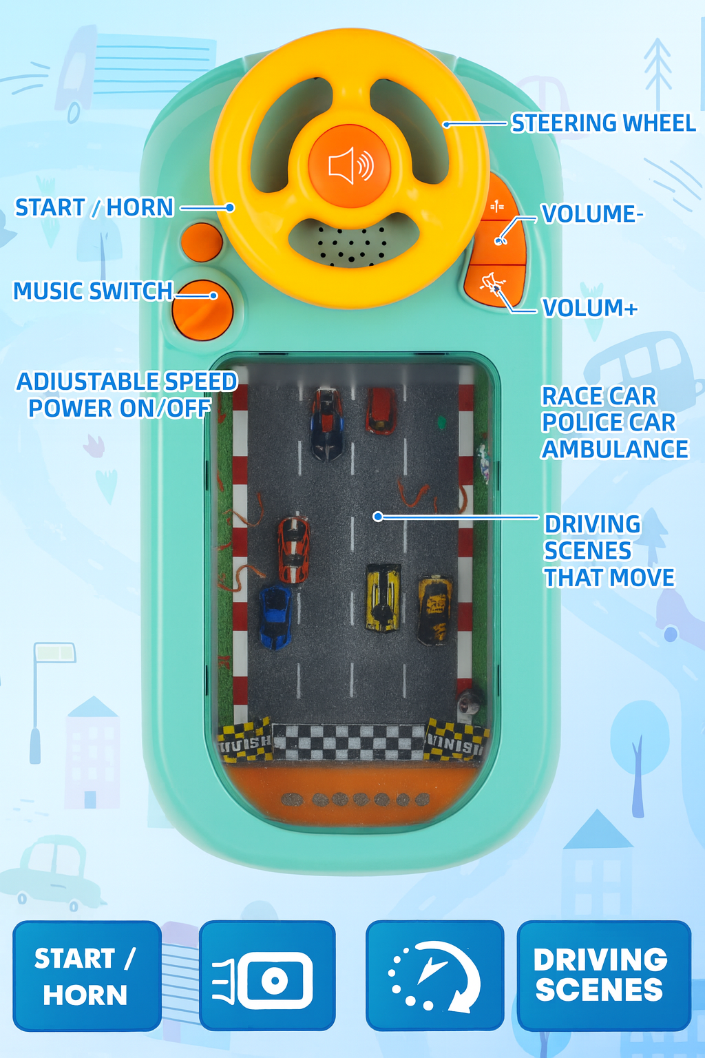 Musical Steering Wheel Toy for Kids