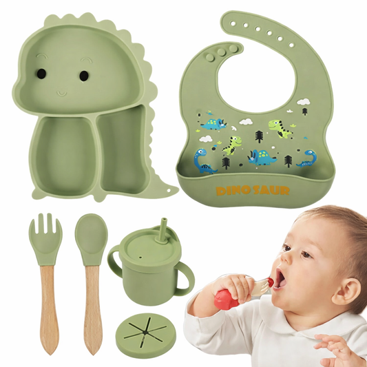 DinoFeast Silicone Dinnerware Set for Kids