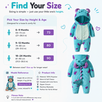 Monster Fleece Baby Romper