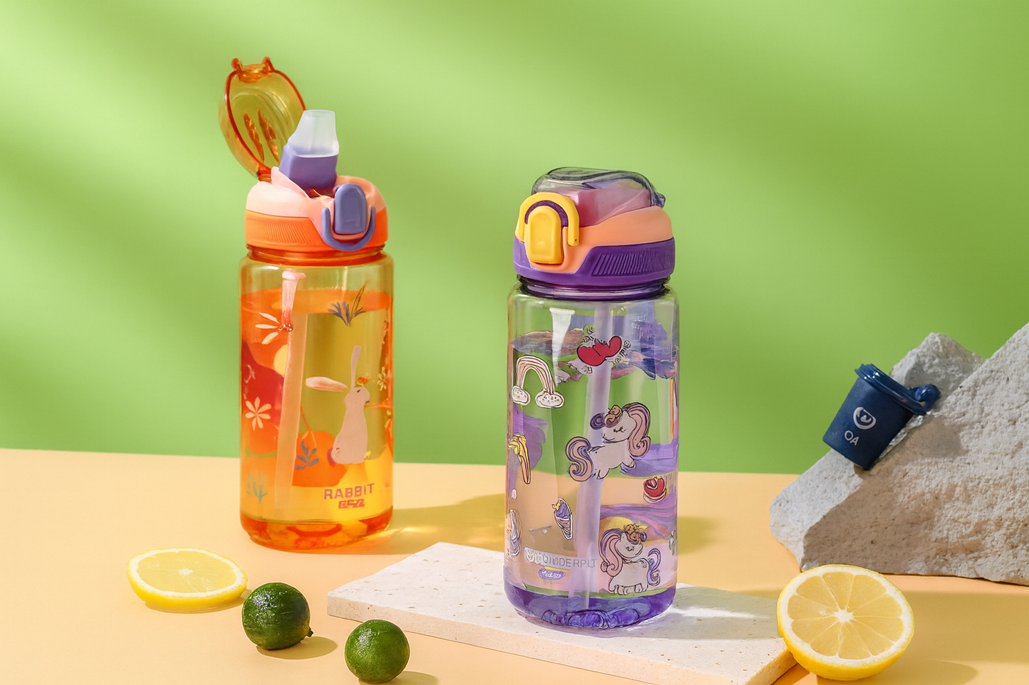 600ml Dinosaur Kids Water Bottle with Straw