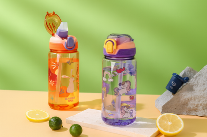 600ml Dinosaur Kids Water Bottle with Straw