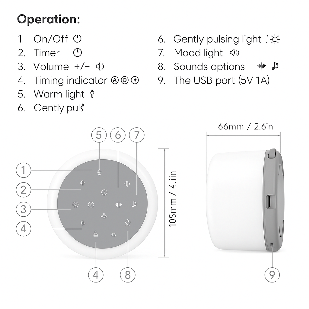 White Noise Sound Machine with Mood Light