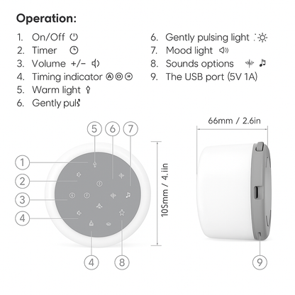 White Noise Sound Machine with Mood Light