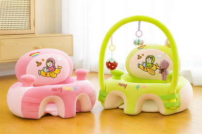 Baby Support Seat with Safety Harness & Plush Toy Arch