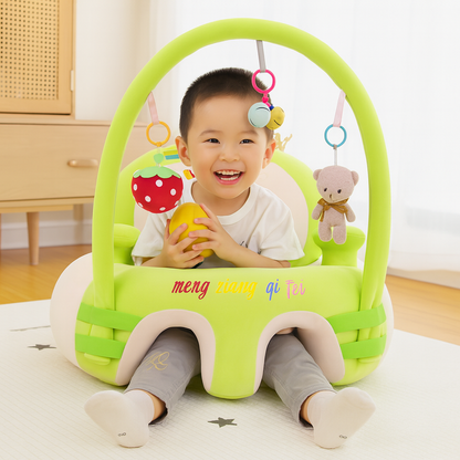 Baby Support Seat with Safety Harness & Plush Toy Arch