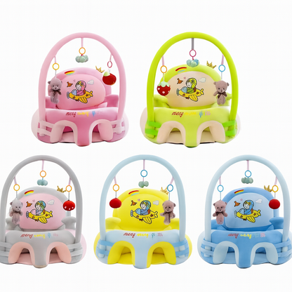 Baby Support Seat with Safety Harness & Plush Toy Arch
