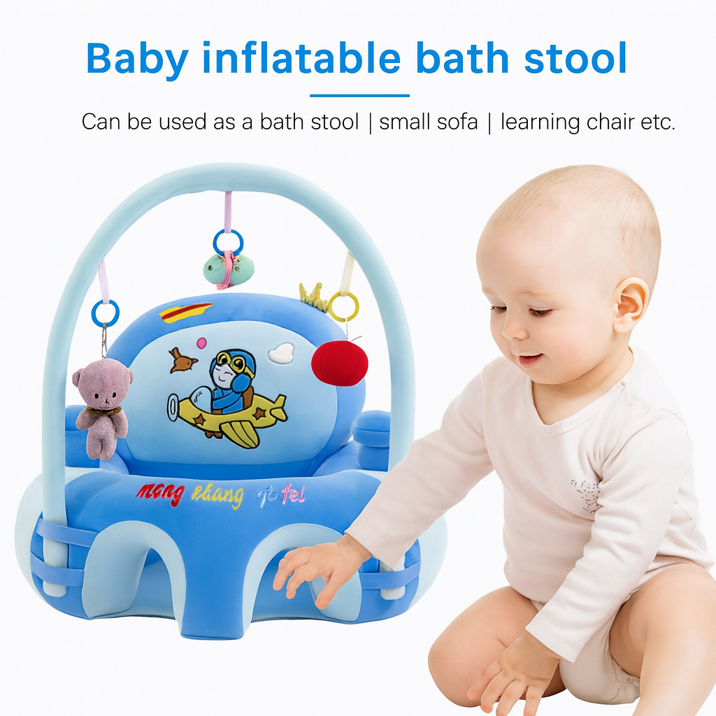 Baby Support Seat with Safety Harness & Plush Toy Arch