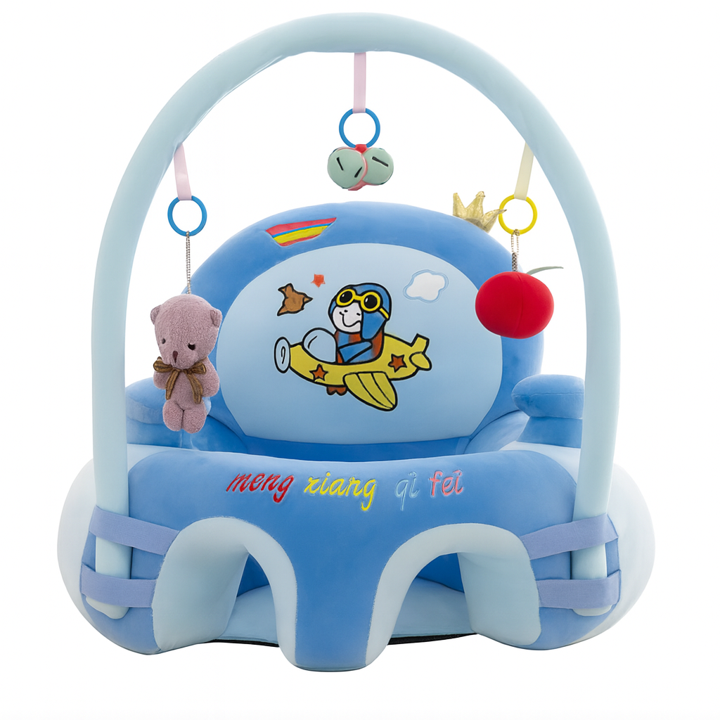 Baby Support Seat with Safety Harness & Plush Toy Arch