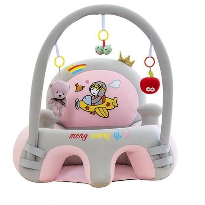 Baby Support Seat with Safety Harness & Plush Toy Arch