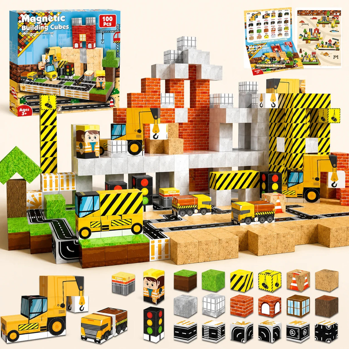100-Piece Magnetic Building Cube Set