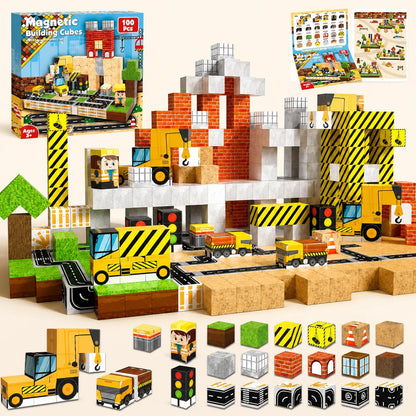 100-Piece Magnetic Building Cube Set