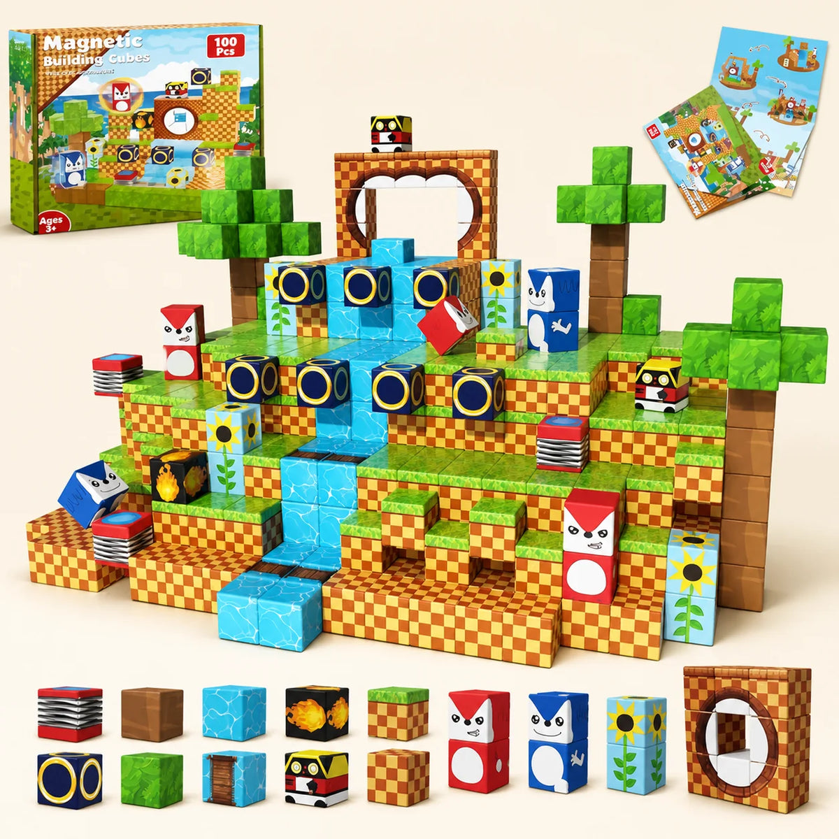 100-Piece Magnetic Building Cube Set