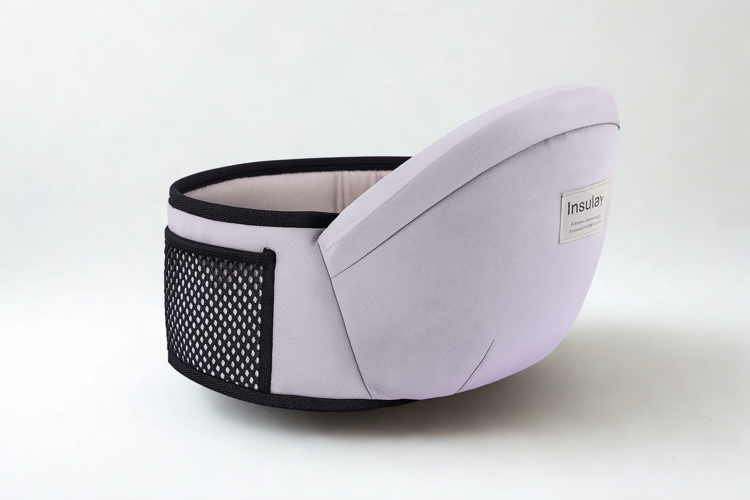 White and black insulated food carrier on a white background