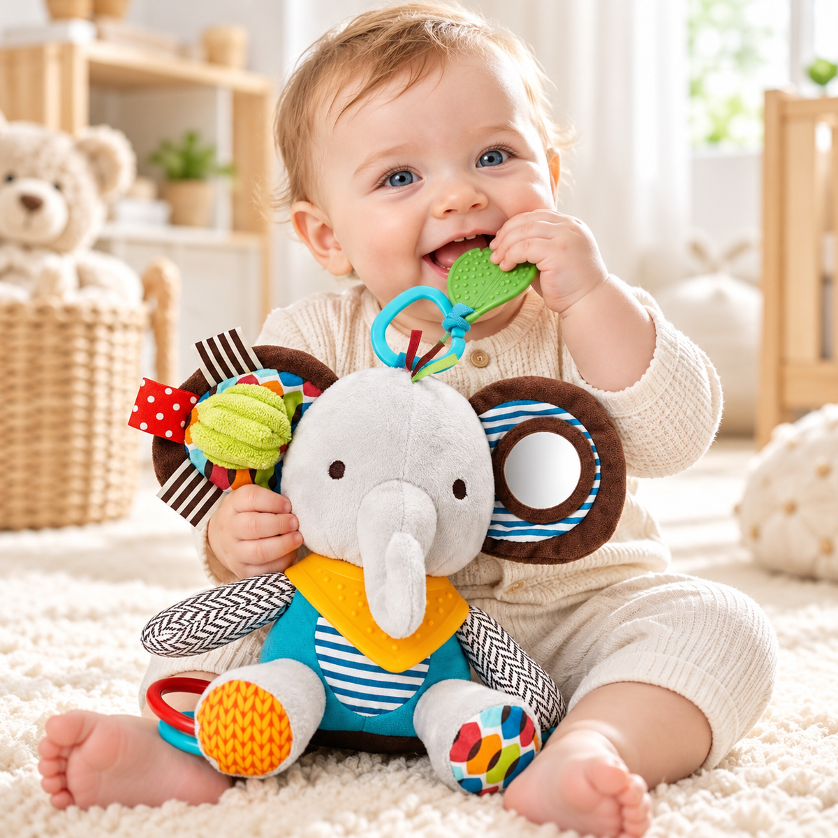 SnuggleRattle Sensory Plush Teething Toy